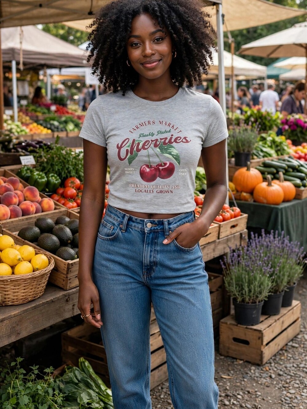 Social Edition Cherries Graphic Tee Grey Girls 10